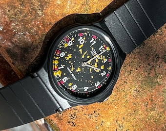 MQ-24 Casio « Larmes d'or » Casio MQ-24 personnalisé modifié cadran peint à la main avec éclaboussures d'or - Cadran de montre personnalisé fait main