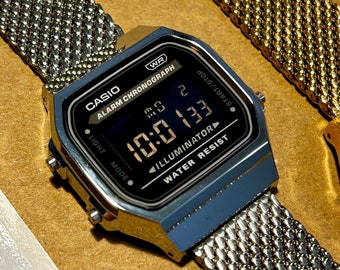 A168 "Weighted Mesh Metal" Modified Custom Casio A168  Upgraded Heavy High Quality Mesh Metal Bracelet - Casio Mod