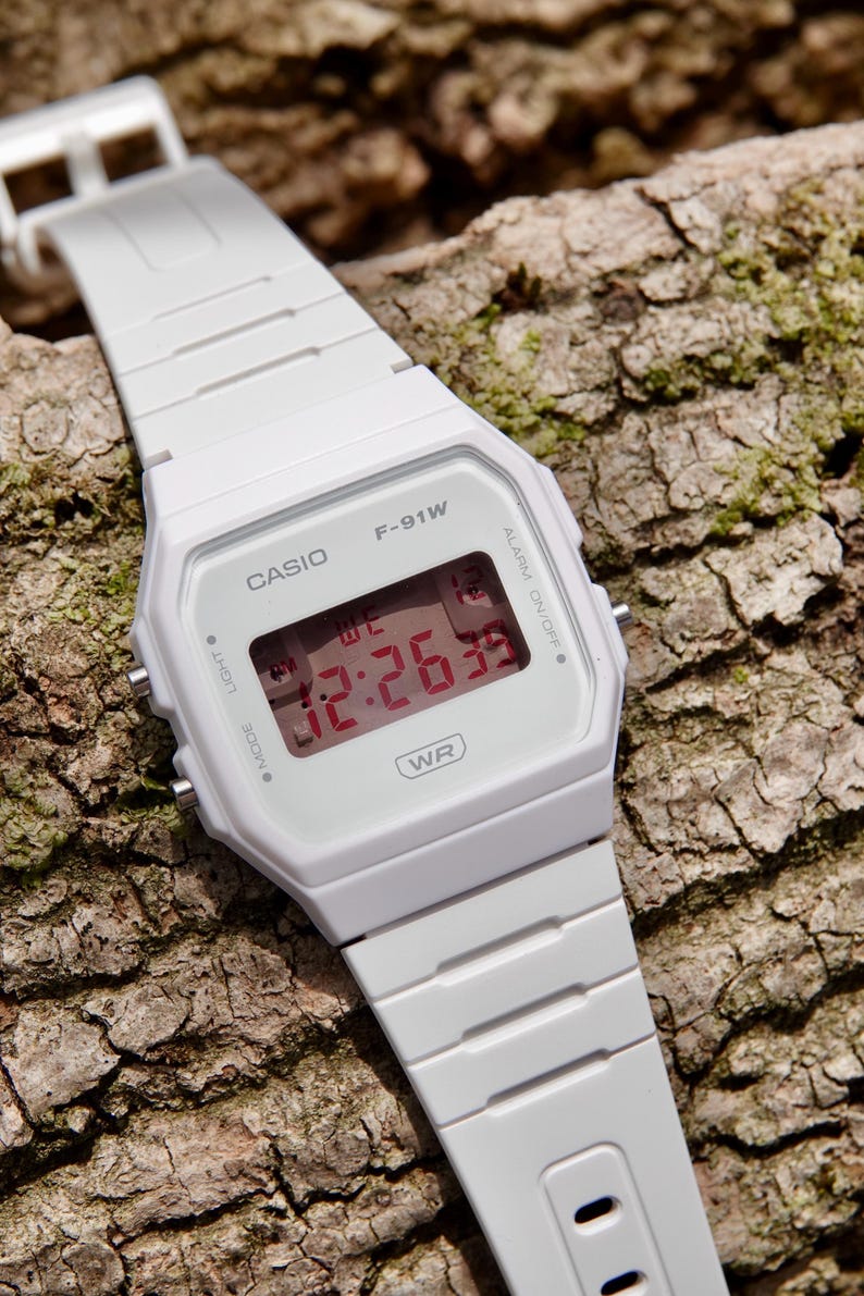 Custom Casio F91 Red Ghost Watch - Modified White Casio Digital Watch ...