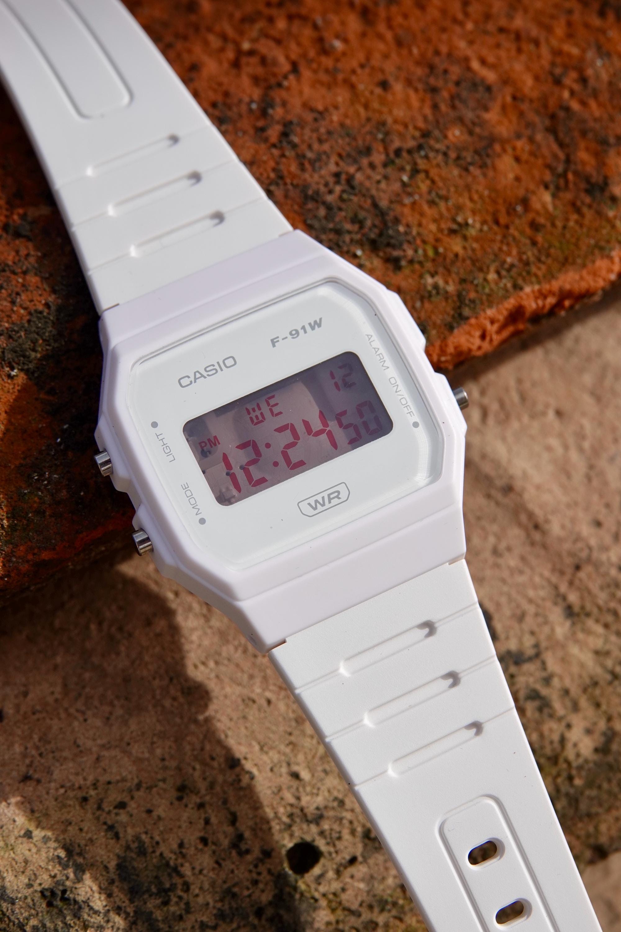 Custom Casio F91 Red Ghost Watch - Modified White Casio Digital Watch ...