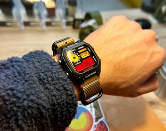 CASIO カシオ 腕時計 AE1200 カスタムモデル デザートクルーザー – カシオ AE-1200 をベースにした改造腕時計 – 赤