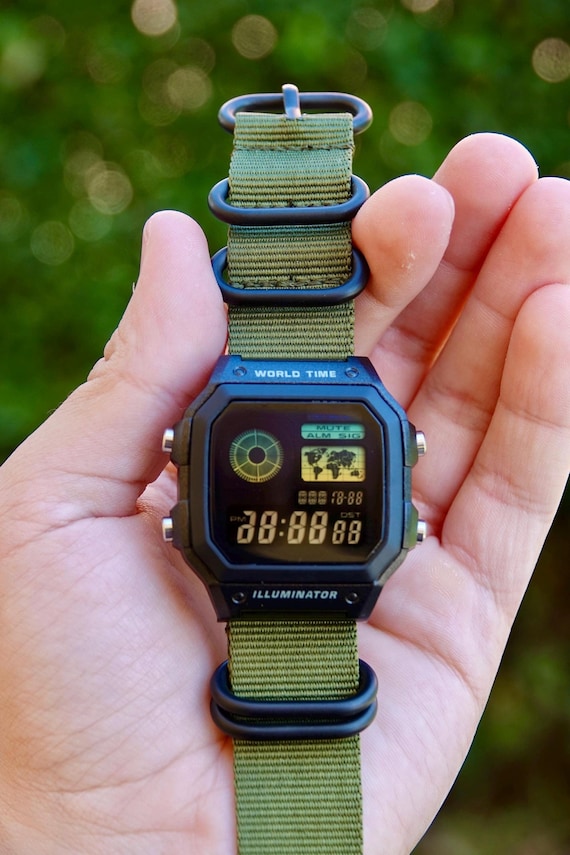 Night Forest – Modified Watch Based on Casio AE-1200 – Green