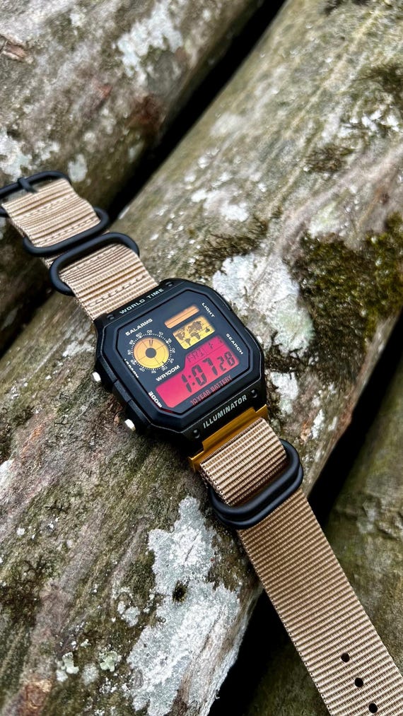 CASIO ワールドタイム　 ae-1200 カスタム Review] Casio STANDARD AE1200 WH-1A オールブラック に