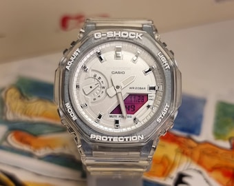 Montre Casio G-shock personnalisée - Corps transparent - Écran violet - Casio S2100K