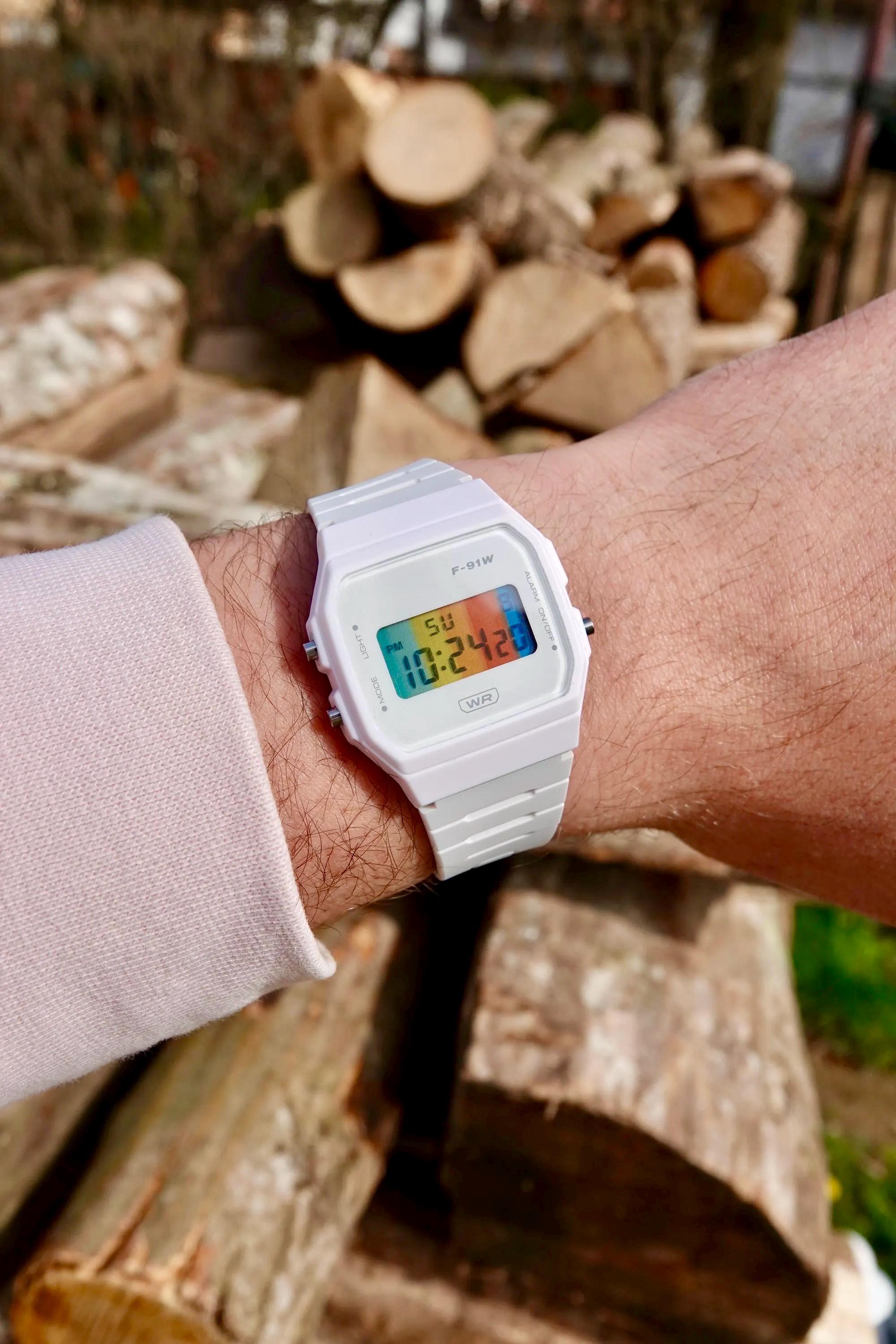 White Springtime – Modified Watch Based on Casio F-91W – White