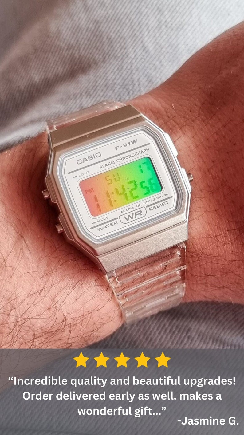 Custom Casio F-91W Chameleon Modified Casio F-91W White Watch