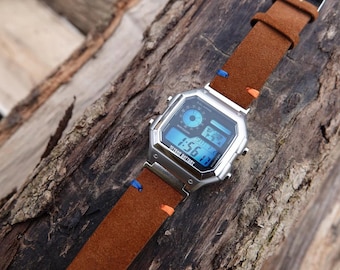 Metal Polar Silver – Modified Watch Based on Casio AE-1200 – Blue Gradient Screen – CNC Steel Case Custom Casio Royale Mod Hydro Gift Royale