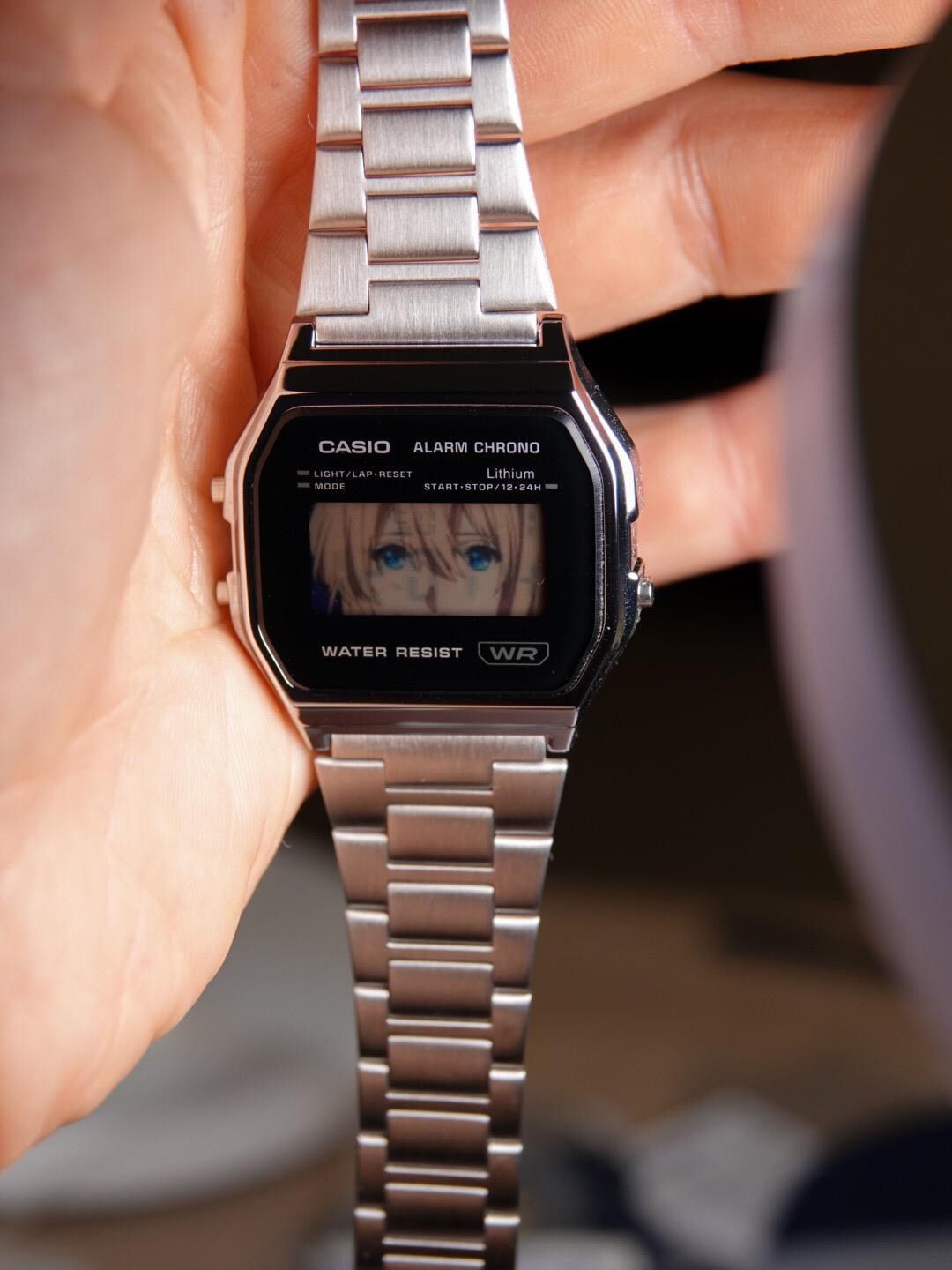 CASIO デジタル腕時計 custom watch Violet Evergarden Mod – Modified Watch Based on Casio A158 Silver