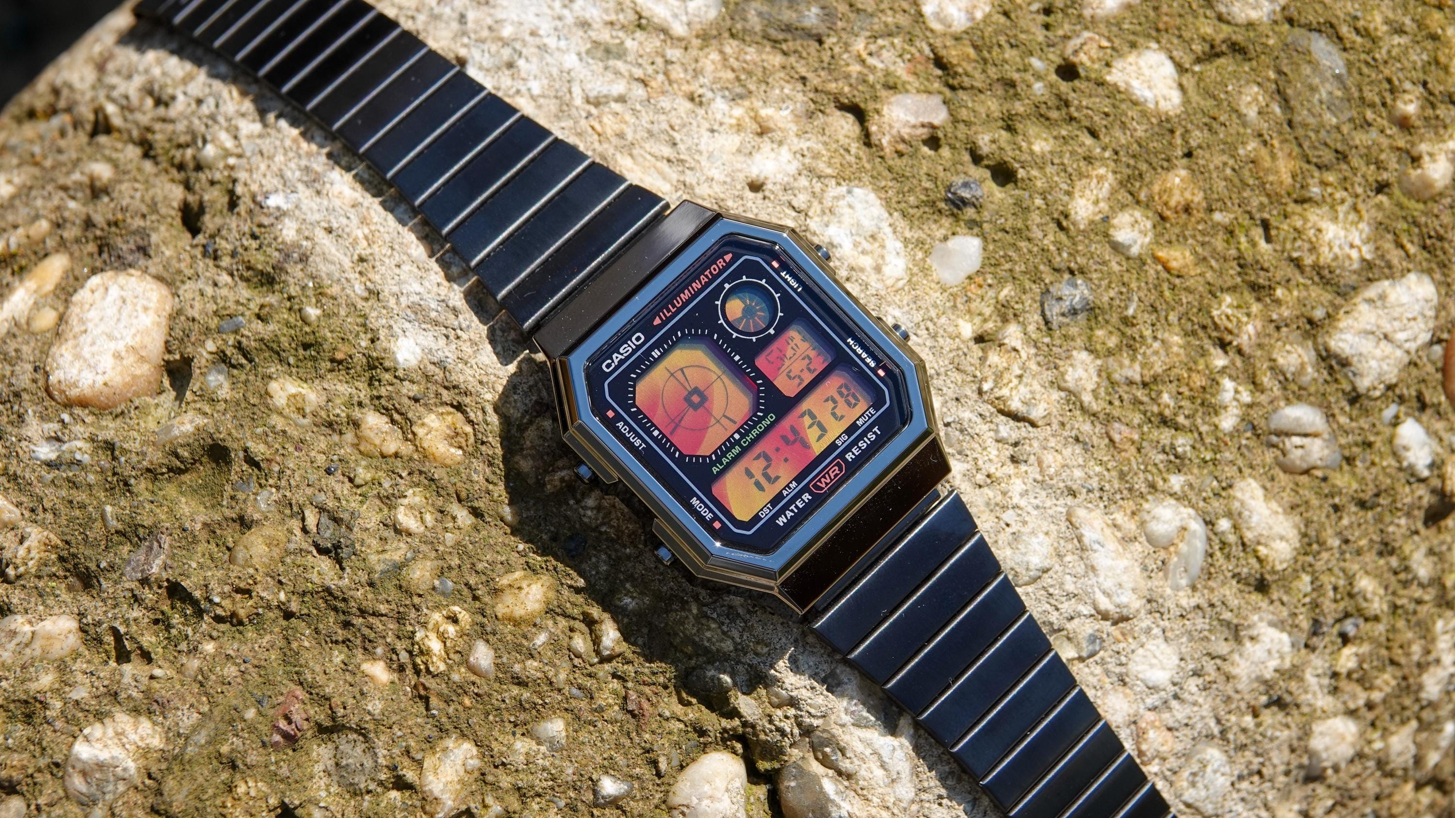 Gunmetal Fire – Modified Watch Based on Casio A130 – Fire-red