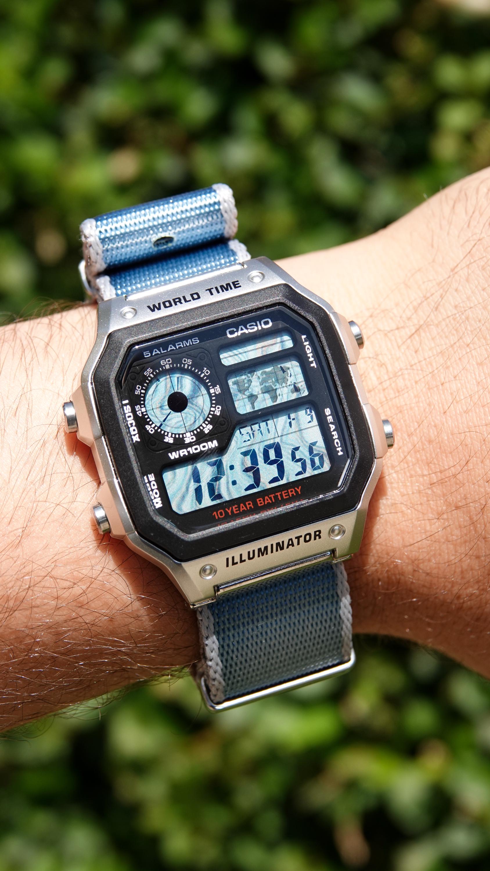 Blue Marble – Modified Watch Based on Casio AE-1200 – Casio Mod Blue Marble – Modified Watch Based on Casio AE-1200 – Casio Mod