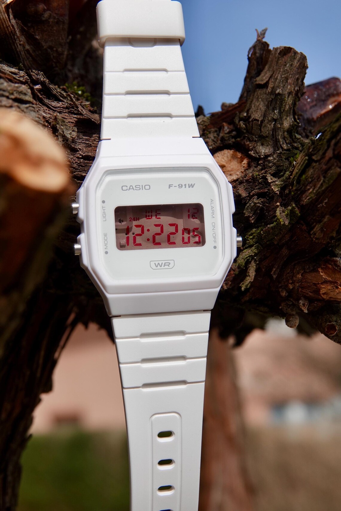 Custom Casio F91 Red Ghost Watch - Modified White Casio Digital Watch ...
