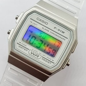 Custom Casio F-91W Chameleon Modified Casio F-91W White Watch