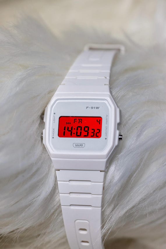 Arctic Blaze – Modified Watch Based on Casio F-91W – White Digital