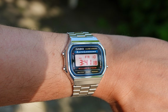 Classic Red – Modified Casio A168 – Custom Vintage Digital Watch with Red Polarized Screen & Digits – Retro Mod Gift for Him – EDC