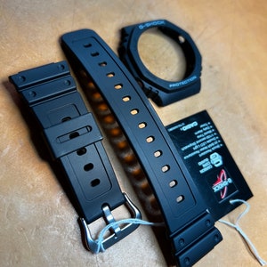G-shockband Originele Casio 16 mm-horlogeband voor GA-2100 GA2100 Met aangepaste stickers Casio-horlogebandarmband Zwart Gshock