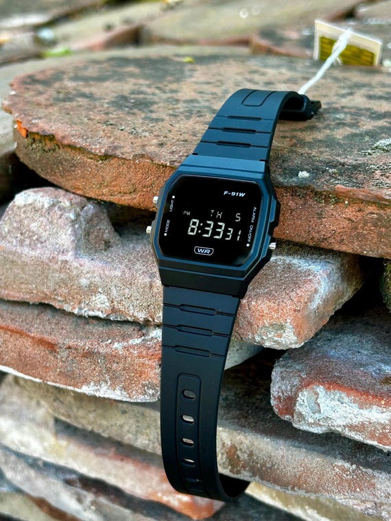 CASIO F-91WB デジタル腕時計 ブラック　サウナバンドカスタム CASIO F-91WB デジタル腕時計 ブラック サウナバンドカスタム