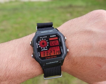 Red Haze – Modified Watch Based on Casio AE-1200 – Red Gradient