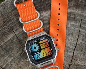 オレンジデイズ - カシオ AE-1200 をベースにした改造時計 - オレンジ