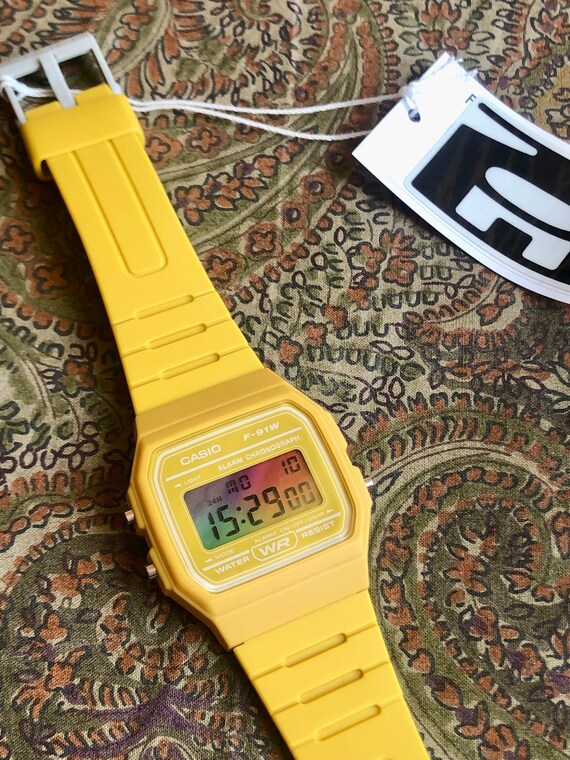 35mm Yellow Casio F91-W Classic Retro Digital LCD Watch. Mint Condition, No  Box.