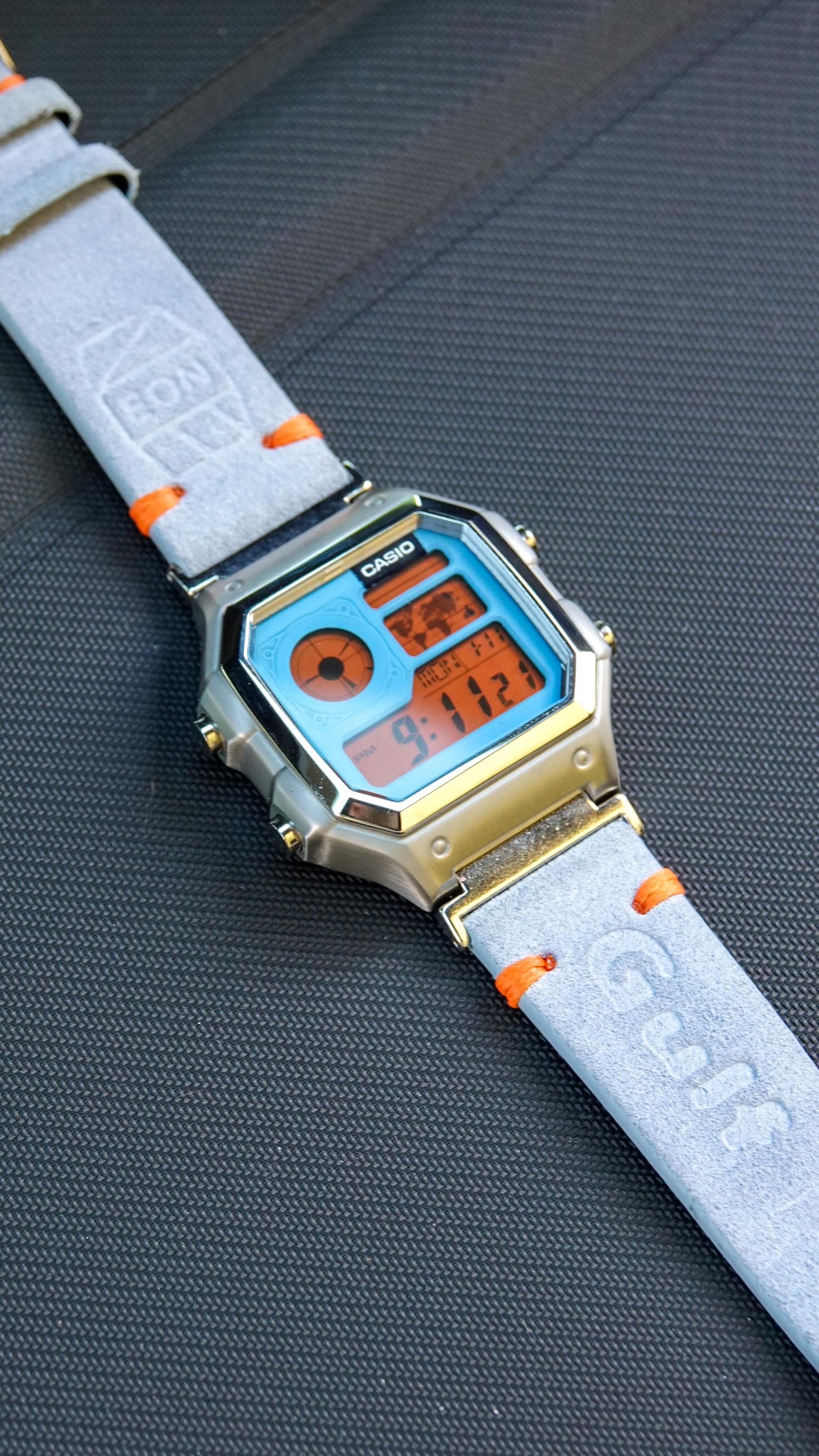 Uhrenarmband 20mm Blau Leder Mit Straußendruck