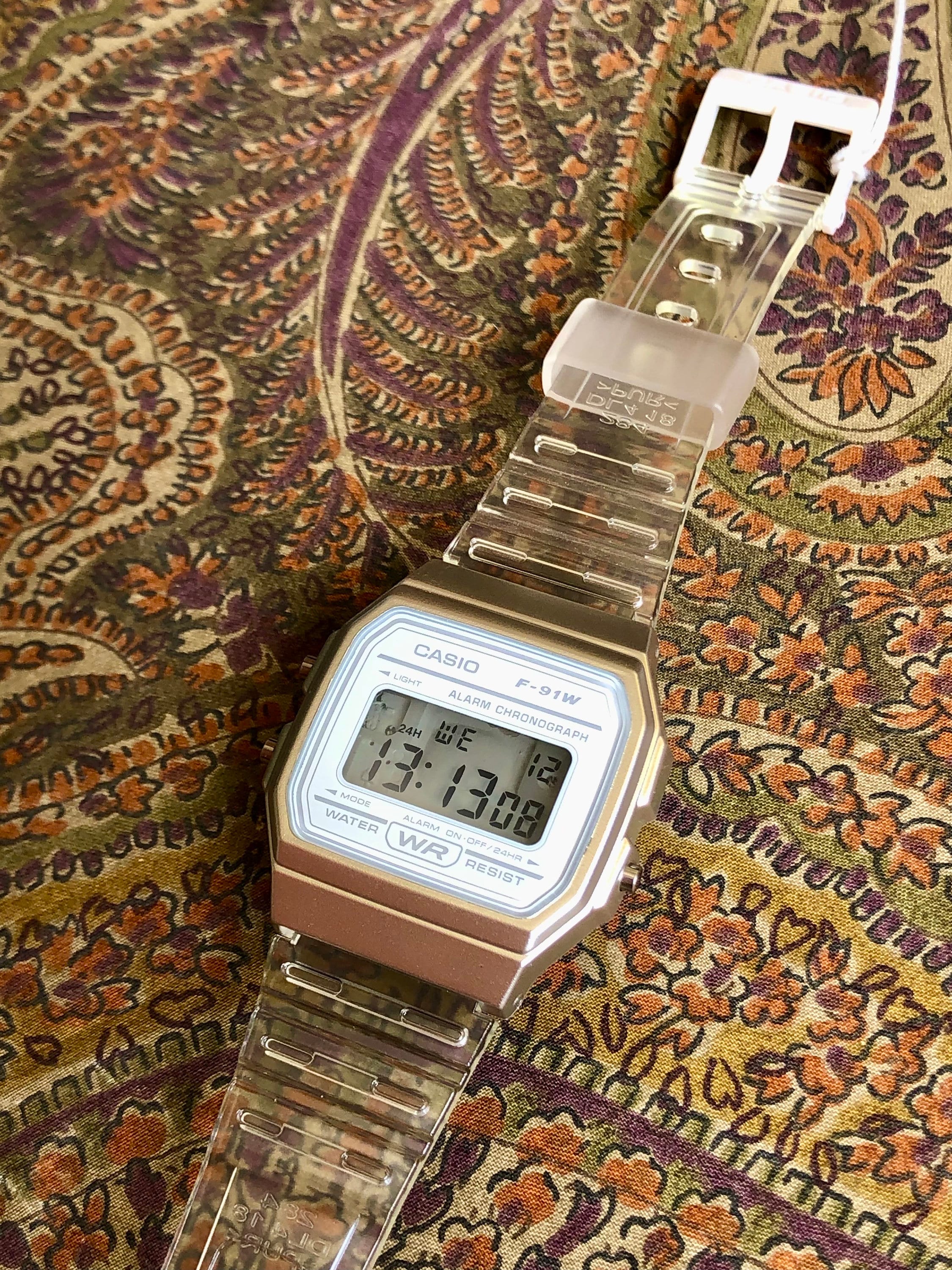 Custom Casio F91 Ghost Time Watch - Modified White Casio Digital Watch ...