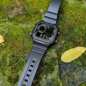 Stealth Black – Modified Watch Based on Casio AE-1200 – Hydromod Digital Watch with 22mm Strap – Custom Casio Royale Mod - Casio Mod Vintage
