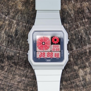 Tokyo Strawberry – Modified Watch Based on Casio LF-20W – Beige Digital Mod with Red Digits – Twin Graph Style Retro Casio Custom Watch