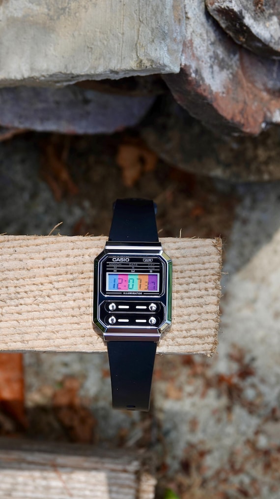 Candy Black – Modified Watch Based on Casio A100 – Colorful