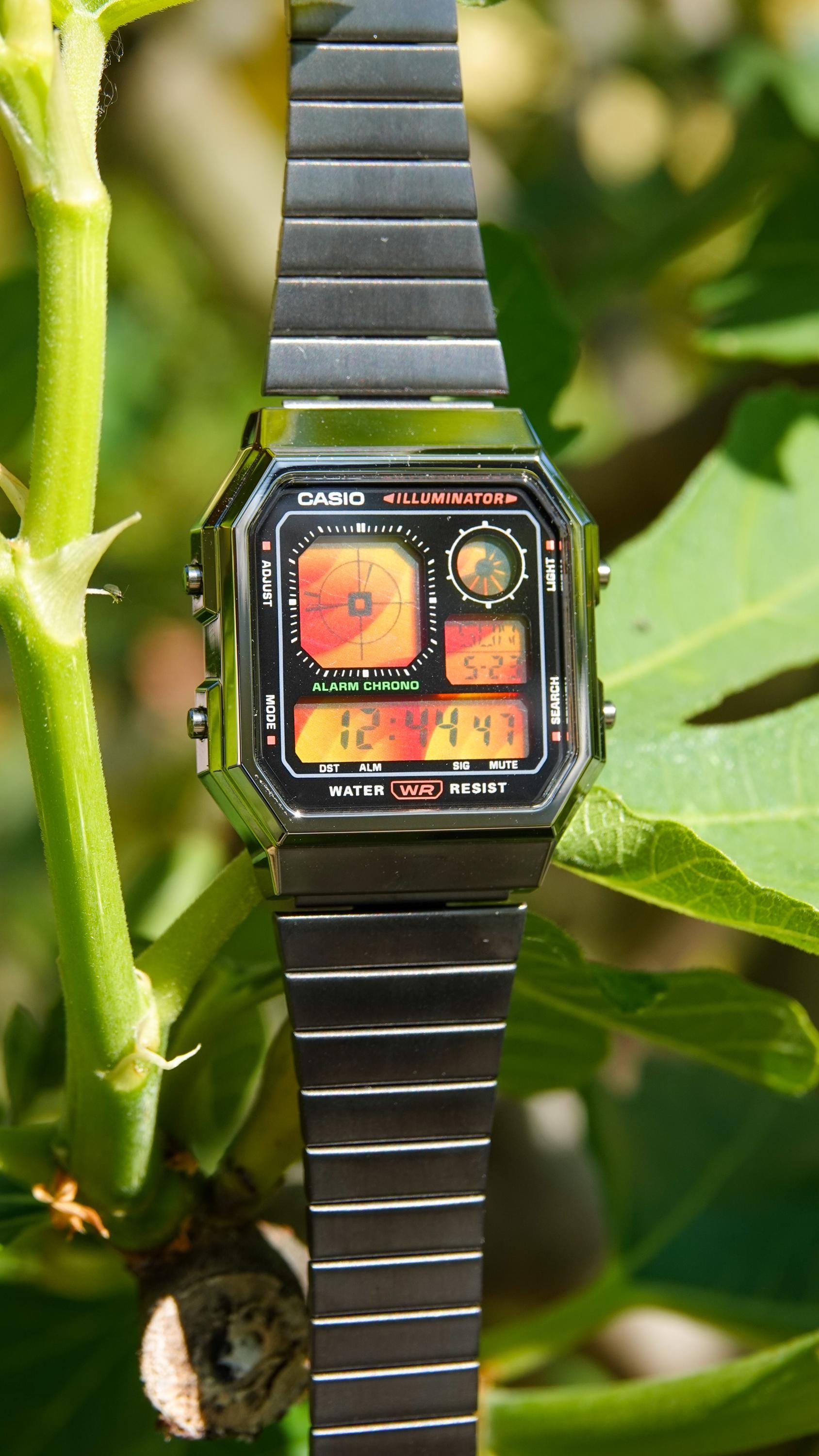 Gunmetal Fire – Modified Watch Based on Casio A130 – Fire-red