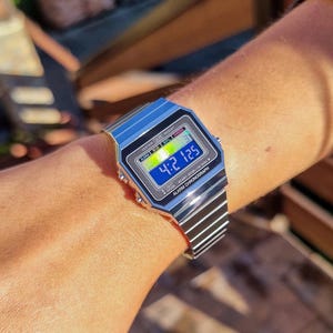 Liquid Purple – Modified Watch Based on Casio A700 – Inverted Purple Screen, Two-Tone Chameleon Dial – Ultra Slim Custom Digital Casio Mod