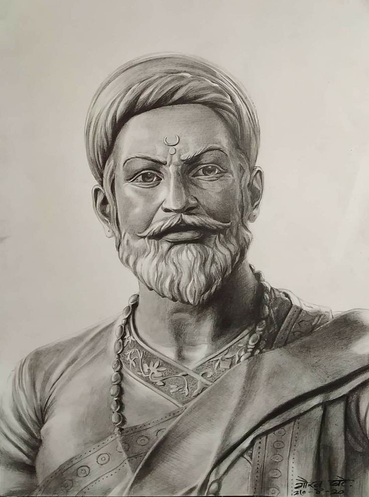 Tremendous Pencil Sketch Of Shivaji Maharaj  DesiPainterscom