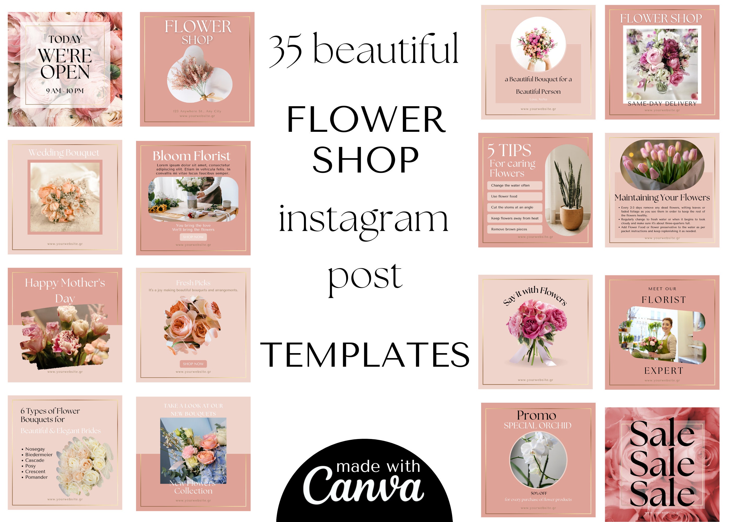 Flower Shop Template Florist Instagram Boost Minimalist Etsy