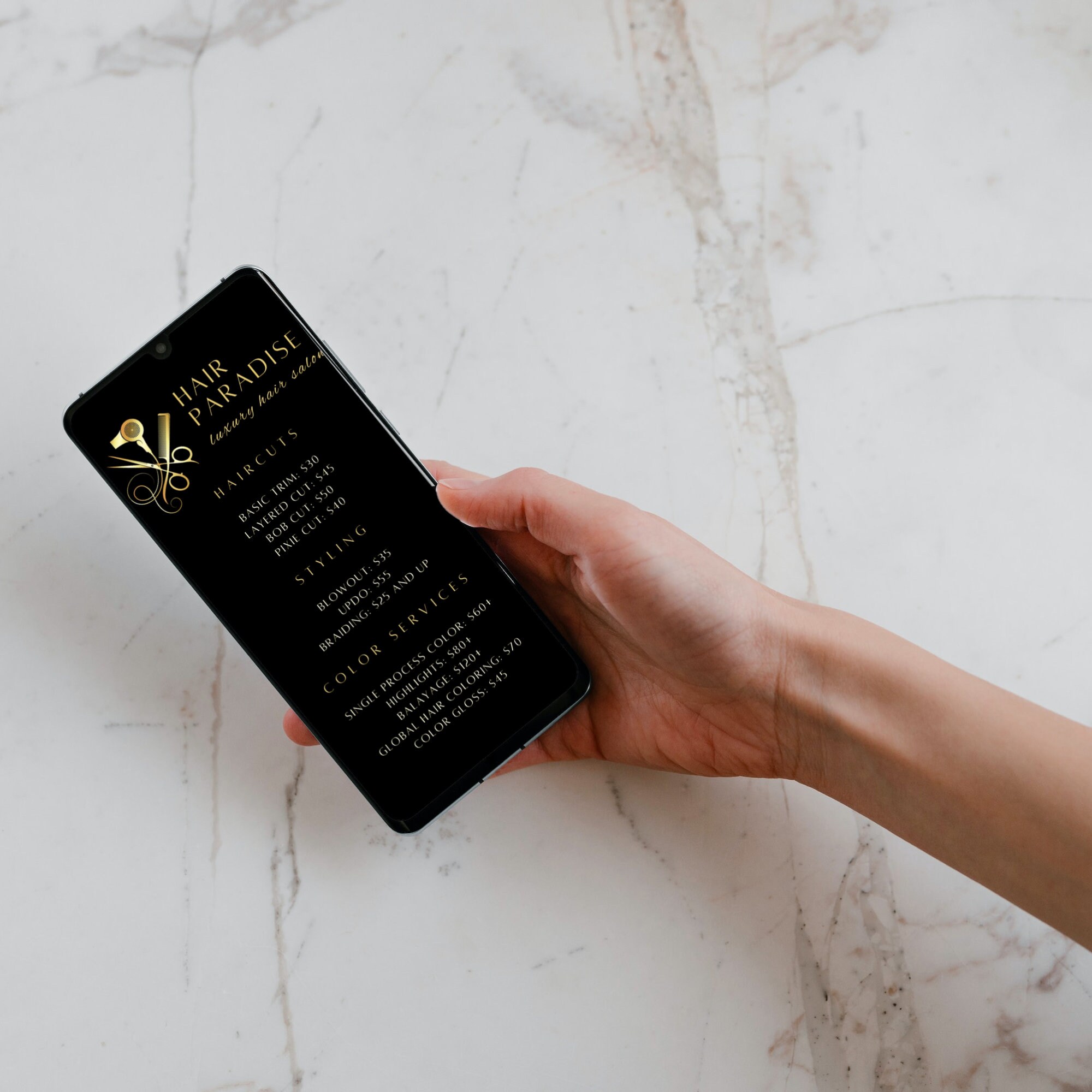 Hair Salon Price List Template Editable Canva Design QR Code Etsy