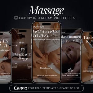 Massage Instagram Reels Canva Templates - Luxuriöse Wellness-Spa-Klinik-Reels für Masseurin & Kosmetikerin Insta