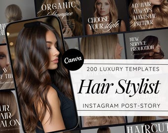 Hair Salon Instagram Templates | Hairdresser Social Media Kit | Canva Posts & Stories | Salon Marketing Bundle | Digital Download