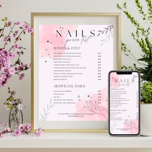 Price List Template Bundle, offering a collection of editable price list templates for salon and nail businesses, ideal for showcasing pricing and services