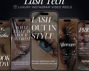 Lash Tech Reels Template Bundle: Canva Instagram Posts (Digital Download)