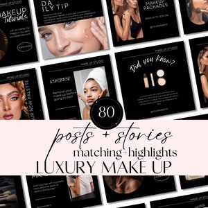 Makeup Artist Instagram Posts Template | Aesthetic Canva Designs for Beauty, Skincare | Makeup Marketing, Esthetician Social Media Kit