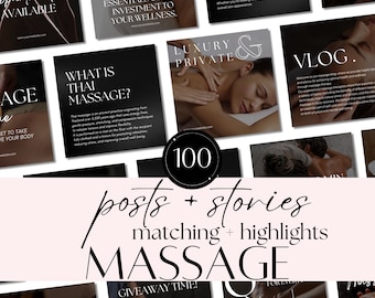 Massage Therapist Instagram Post Templates | Canva Designs for Spa & Wellness Social Media | Professional Massage Posts Kit