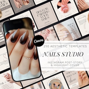 Nail Salon Posts: Social Media Branding for Nail Technicians, Canva Templates, Beauty Business Instagram, Design Quotes Artist Promotion Kit