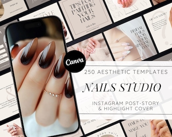 Nail Salon Instagram Posts: Canva Templates, Beauty Business Branding