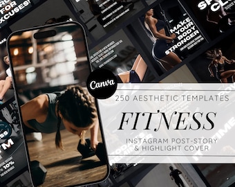 Fitness Instagram Canva Templates: Gym & Wellness Social Media Kit