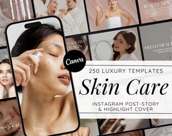 Skincare Instagram Templates | Esthetician Social Media Kit (Canva)