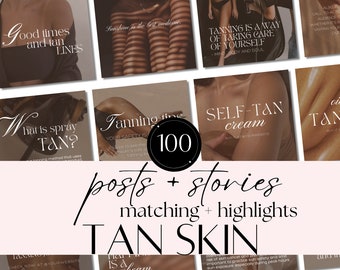 Tan Skin Instagram Templates | Canva Beauty & Skincare Post Designs | Esthetician Branding Kit for Social Media