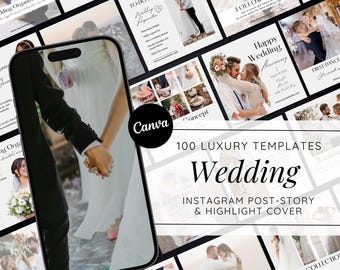 Wedding Photographer Instagram Post & Story Templates: Modern Canva Bundle