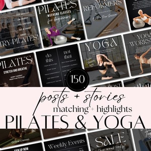 Yoga & Pilates Instagram Templates: Wellness Coach Social Media Kit (Canva)