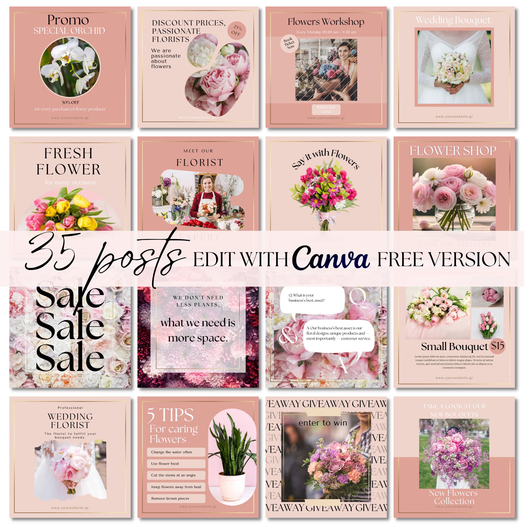 80 Floral Instagram Templates for Florist Business & Shop. Boost Your