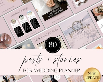 80 Wedding Planner Instagram Templates | Wedding Instagram Post Canva Templates For Social Media