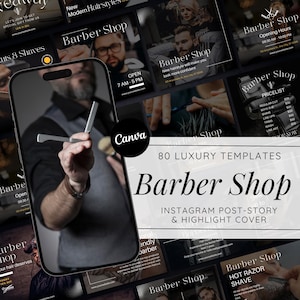 Barber Shop Canva Templates | Pre-Made Instagram Posts for Barbers | Business Promotion & Marketing | Barber Branding Stylist Quotes Design