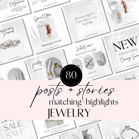 Jewelry Instagram Post Templates: Canva Social Media Kit